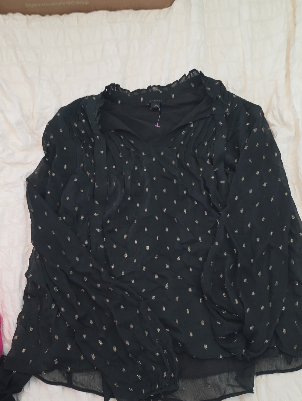 Ann Taylor Black Printed Long-Sleeve Women's Blouse
